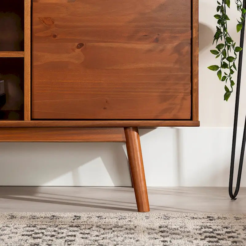 Mid-Century-TV-Schrank aus Massivholz, 58 Zoll