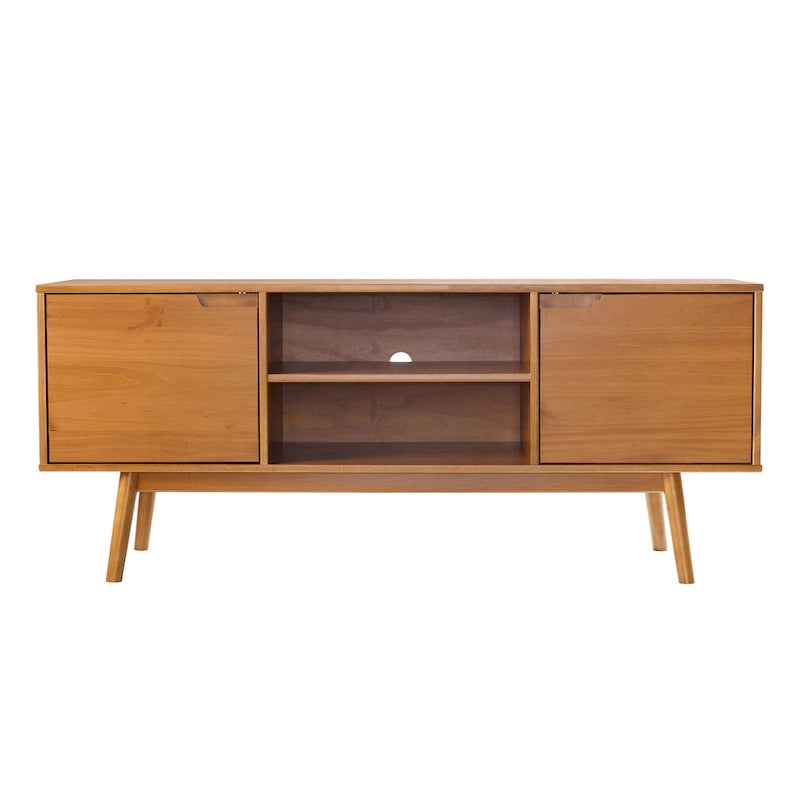 Mid-Century-TV-Schrank aus Massivholz, 58 Zoll