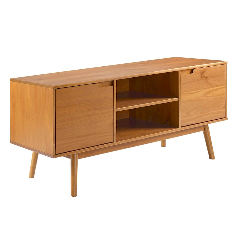 Mid-Century-TV-Schrank aus Massivholz, 58 Zoll