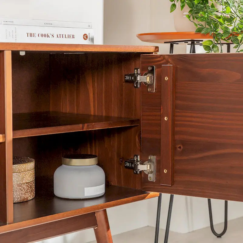 Mid-Century-TV-Schrank aus Massivholz, 58 Zoll