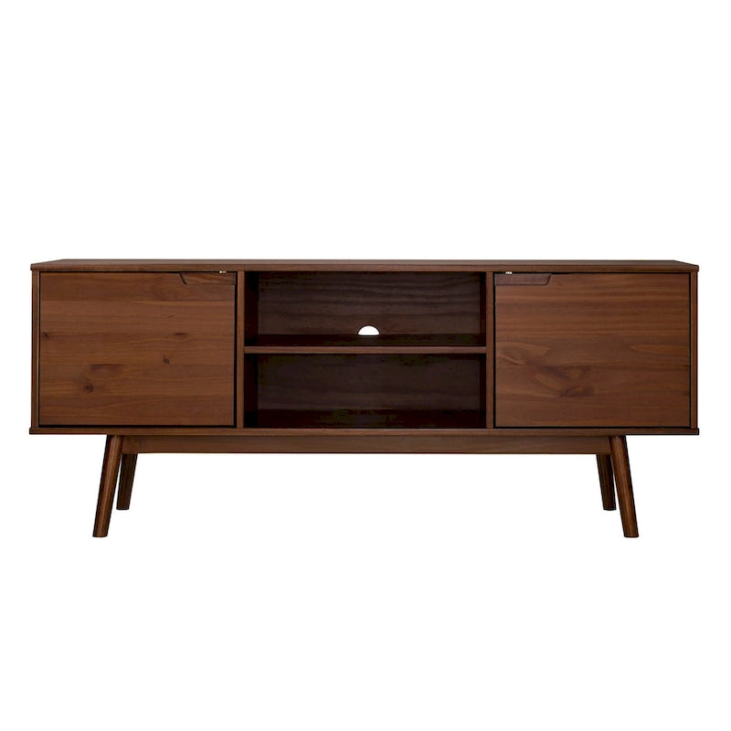 Mid-Century-TV-Schrank aus Massivholz, 58 Zoll