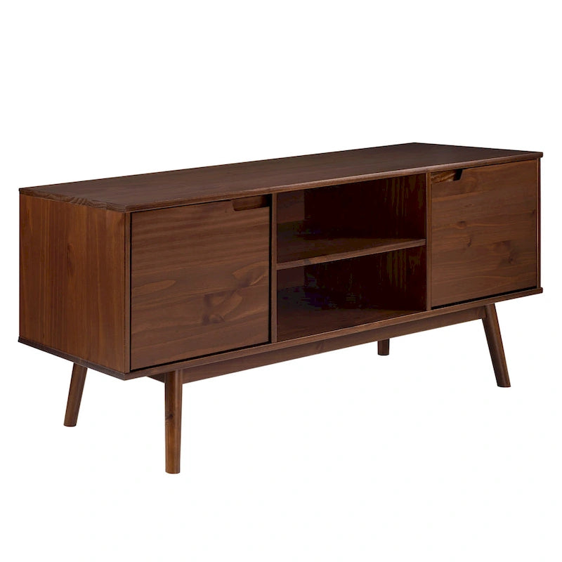 Mid-Century-TV-Schrank aus Massivholz, 58 Zoll