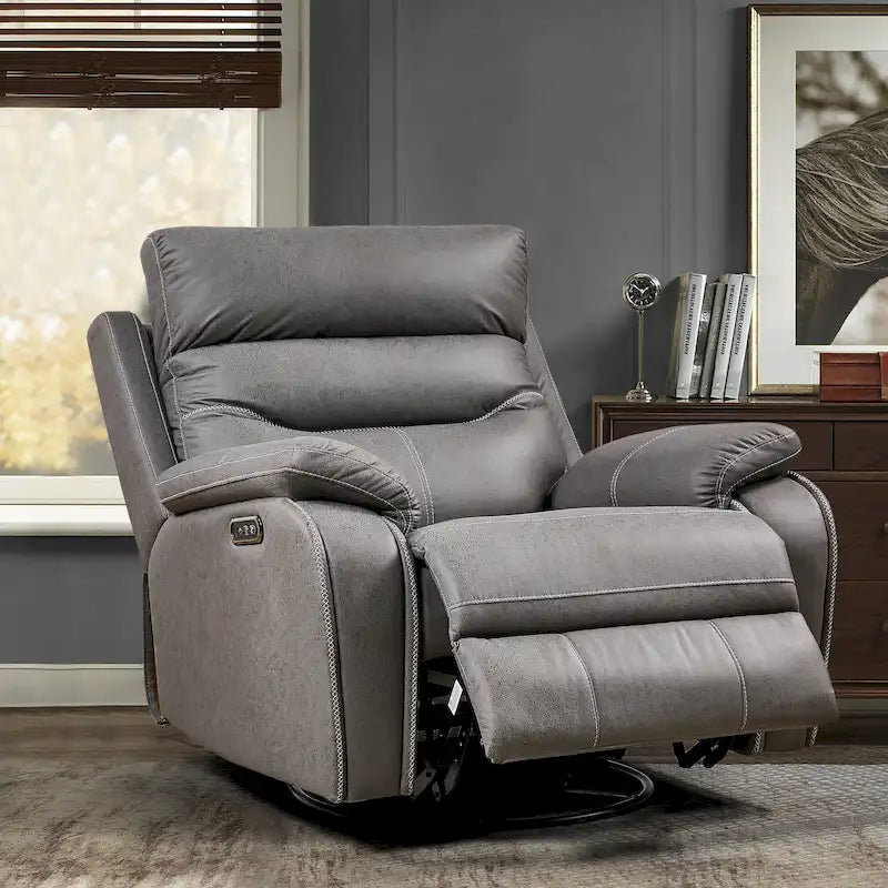 Dual Motor Swivel Rocker Recliner with Power Headrest and USB Charging