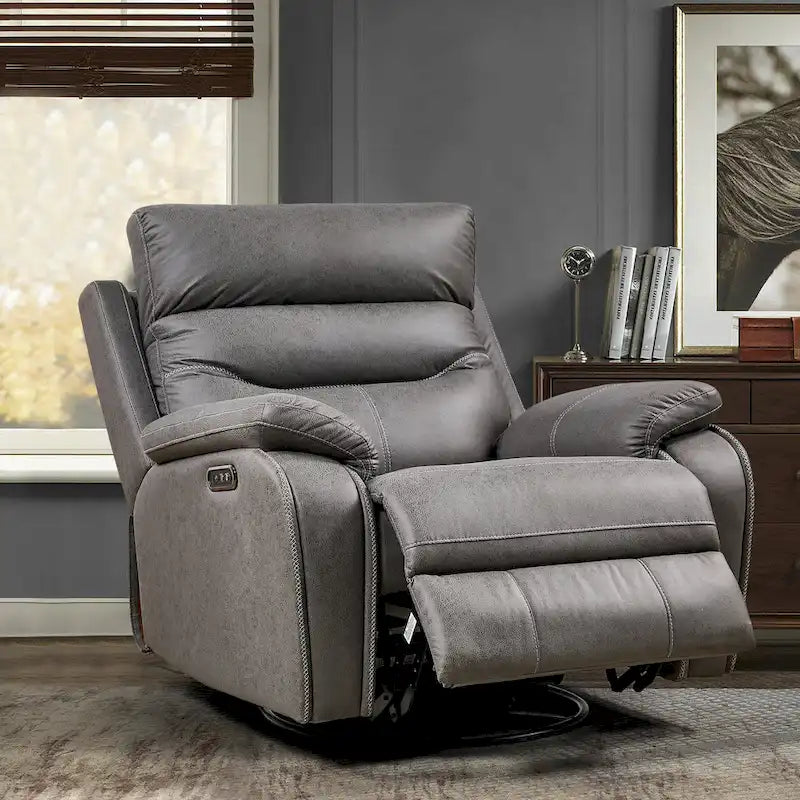Περιστρεφόμενη πολυθρόνα ανάκλισης-κούνιας με διπλό μοτέρ, ηλεκτρικό προσκέφαλο και φόρτιση USB