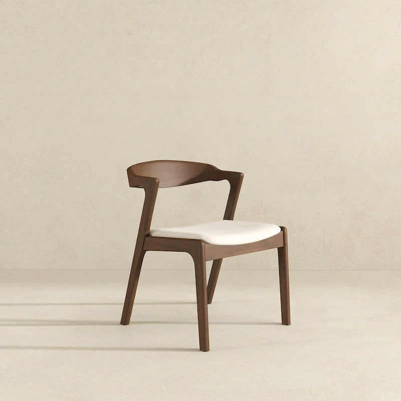 Solid Wood Cream Velvet Dining Chair (Set of 2)