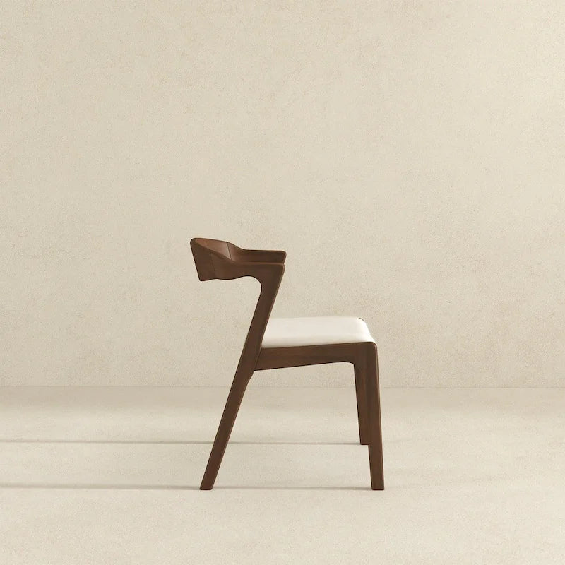 Solid Wood Cream Velvet Dining Chair (Set of 2)