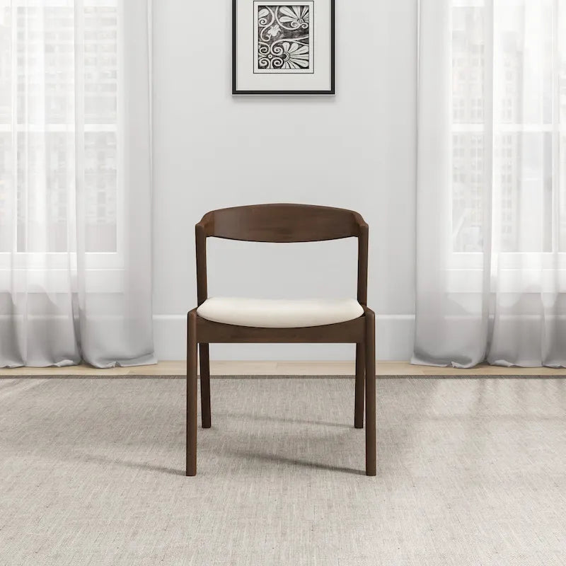Solid Wood Cream Velvet Dining Chair (Set of 2)