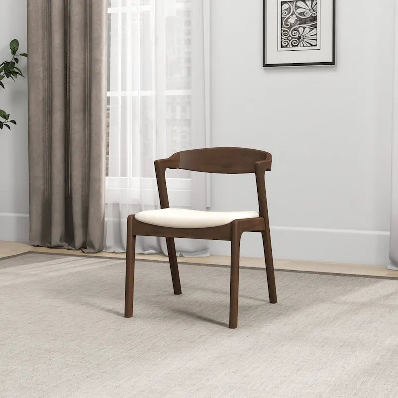 Solid Wood Cream Velvet Dining Chair (Set of 2)