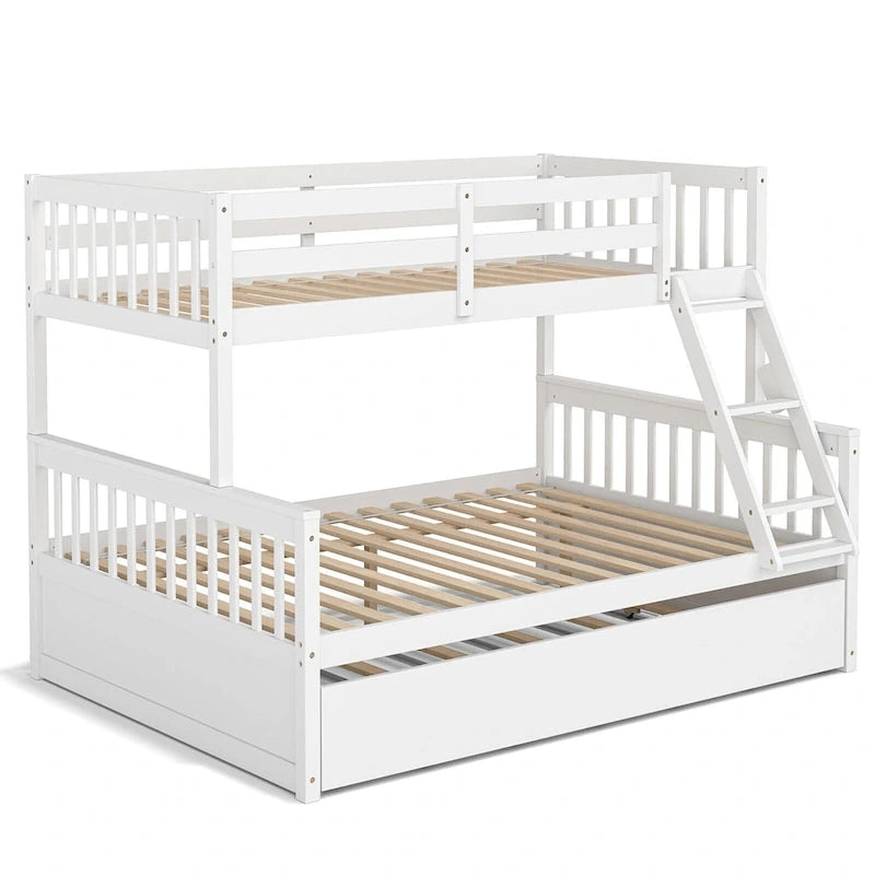 Twin Over Full Bunk Bed with Twin Trundle and Convertible Platform