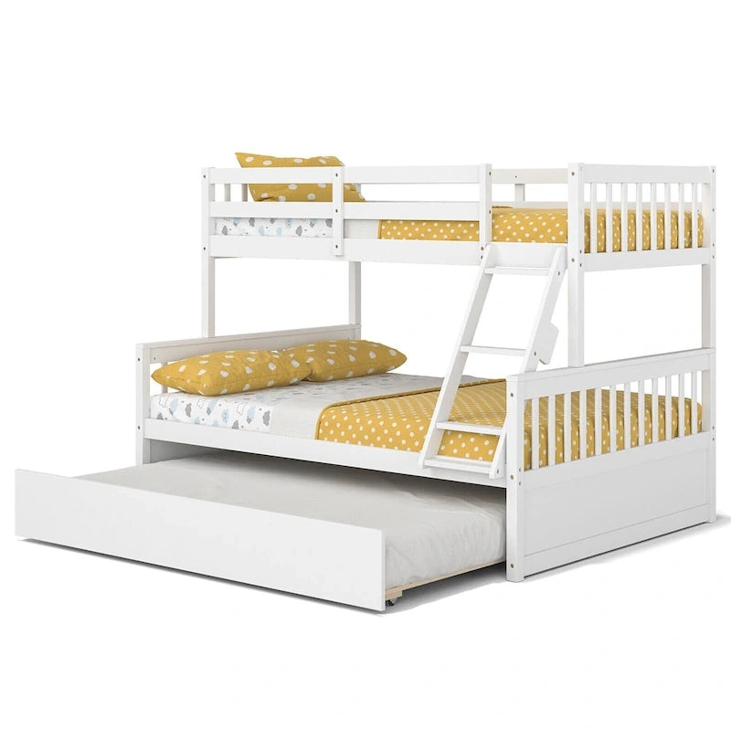 Twin Over Full Bunk Bed with Twin Trundle and Convertible Platform