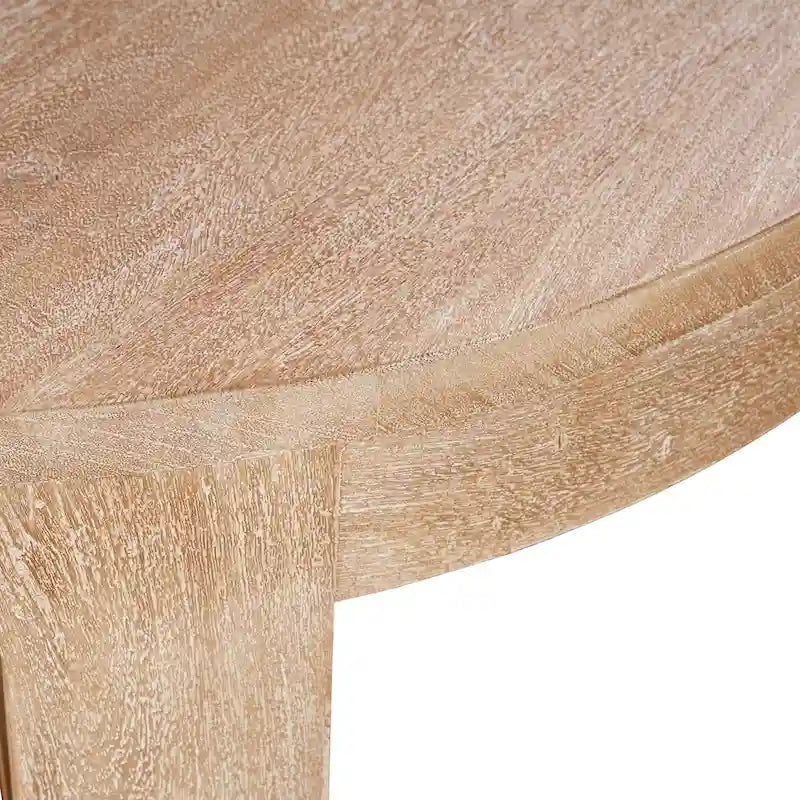 32-inch Round Mango Wood Coffee Table with Sandblasted Natural Brown Finish