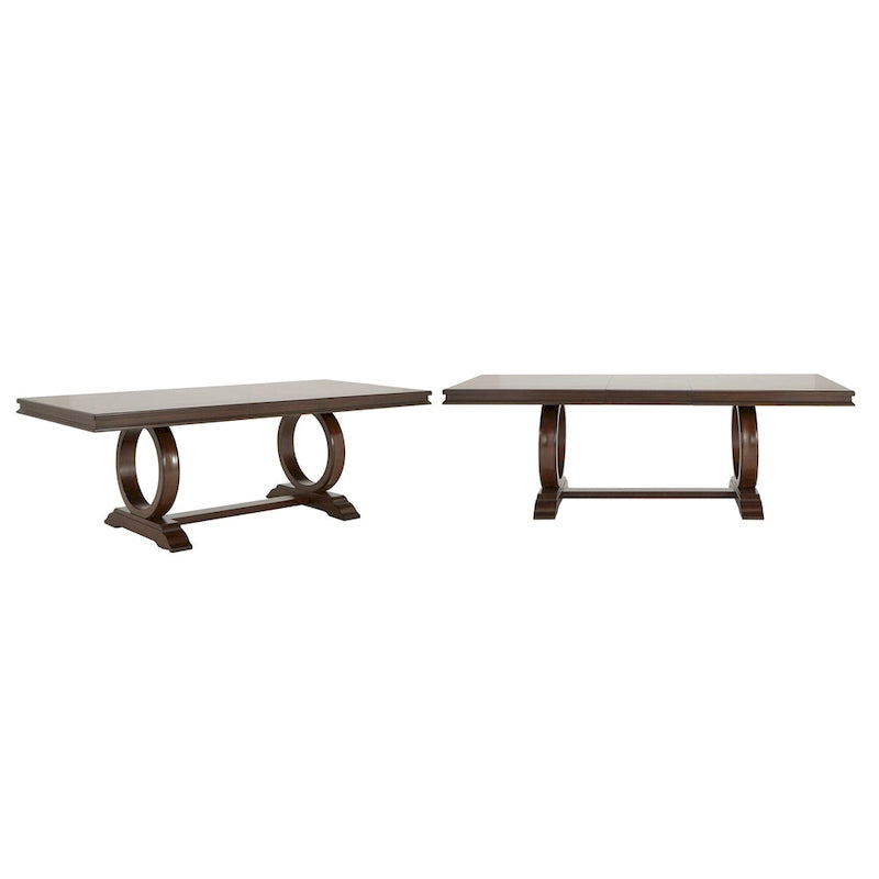 Extendable Trestle Base Dining Table in Dark Cherry - Seats Up to 8