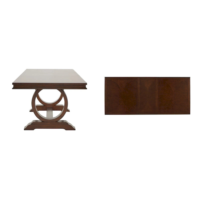 Table de salle à manger extensible à piètement en tréteaux, cerisier foncé - accueille jusqu’à 8 personnes