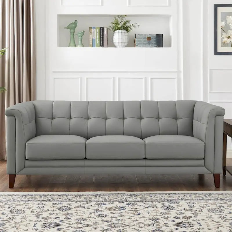 Top Grain Leather Sofa with Feather, Memory Foam and Pocket Coil Cushions