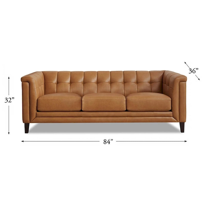Top Grain Leather Sofa with Feather, Memory Foam and Pocket Coil Cushions