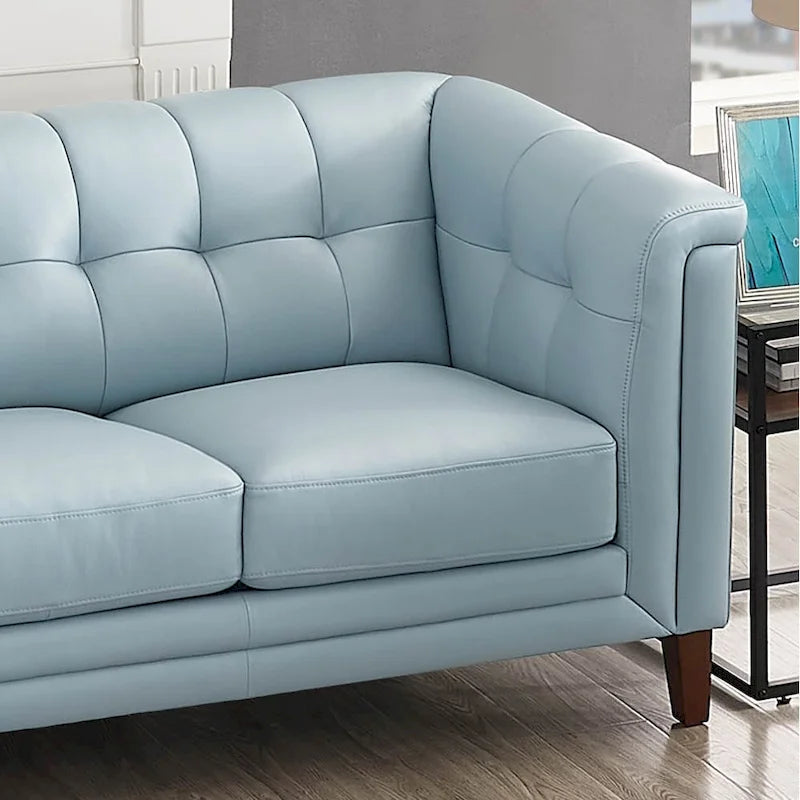 Top Grain Leather Sofa with Feather, Memory Foam and Pocket Coil Cushions