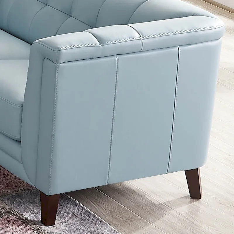 Top Grain Leather Sofa with Feather, Memory Foam and Pocket Coil Cushions