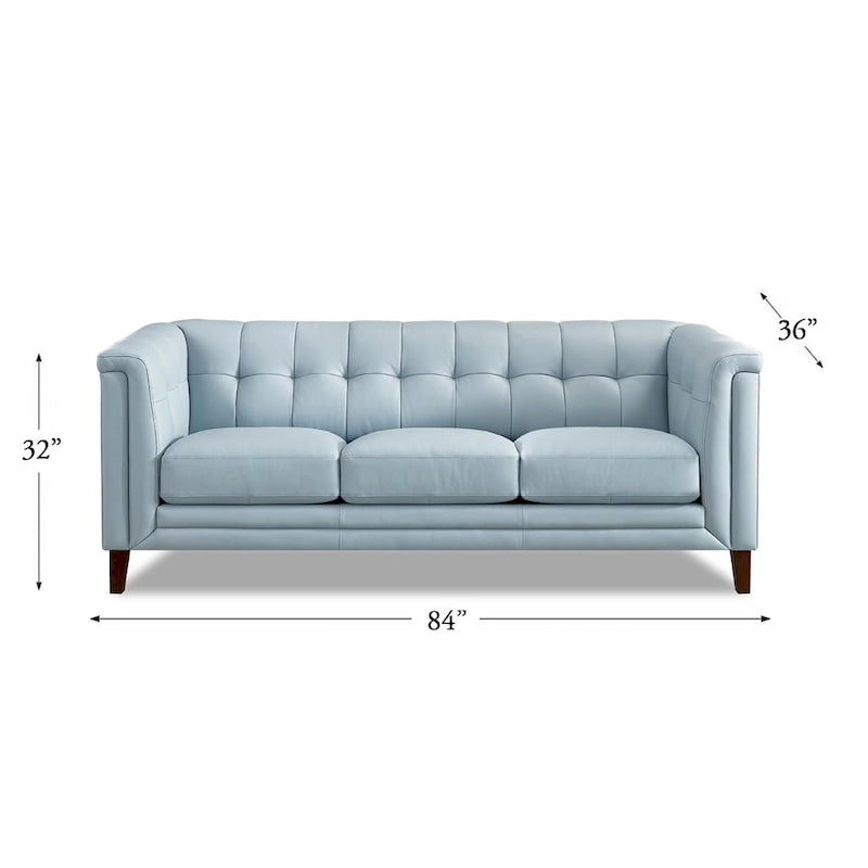 Top Grain Leather Sofa with Feather, Memory Foam and Pocket Coil Cushions