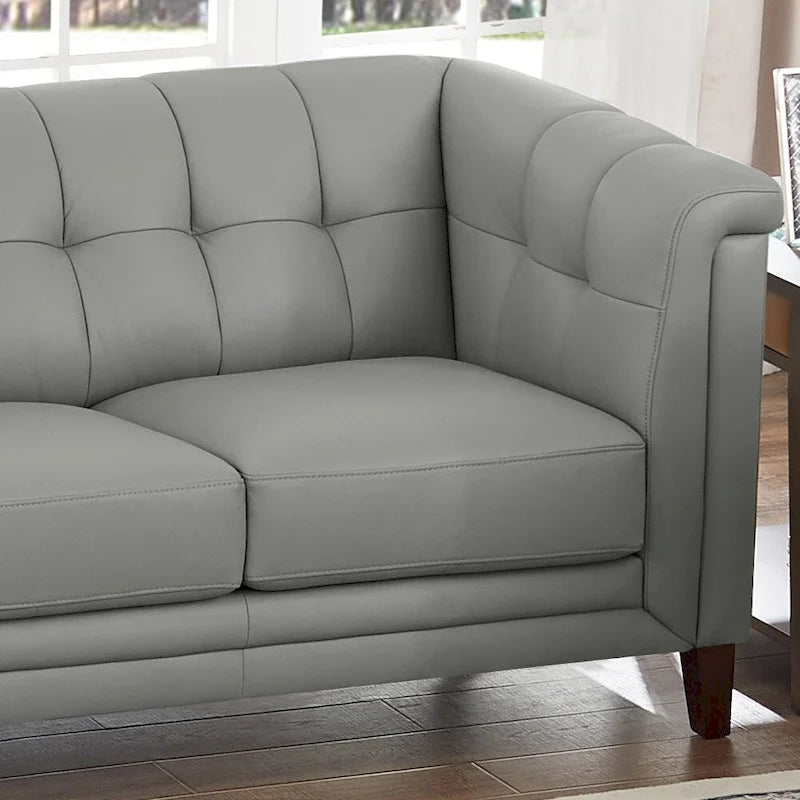 Top Grain Leather Sofa with Feather, Memory Foam and Pocket Coil Cushions
