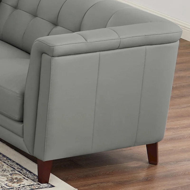 Top Grain Leather Sofa with Feather, Memory Foam and Pocket Coil Cushions