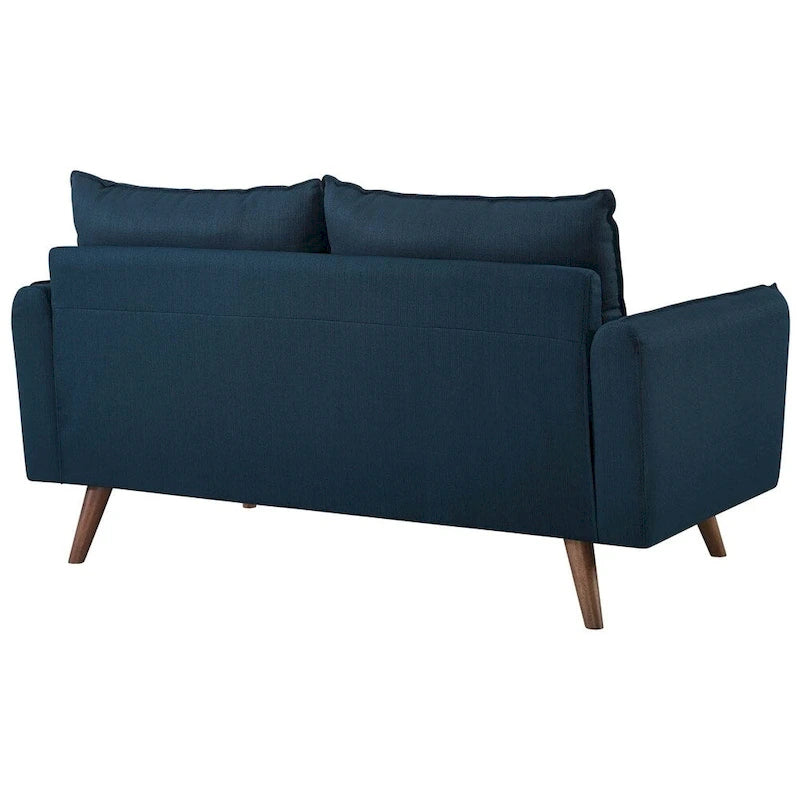 Upholstered Fabric Loveseat with Splayed Rubberwood Legs