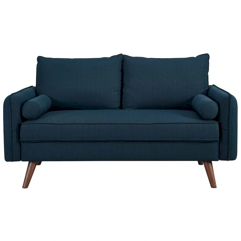 Upholstered Fabric Loveseat with Splayed Rubberwood Legs