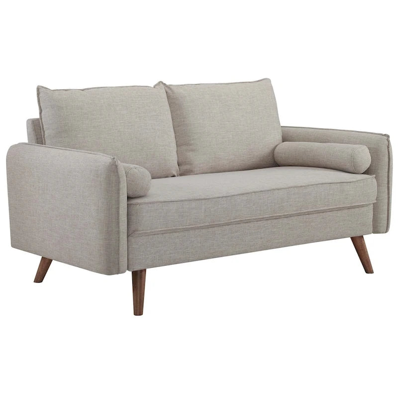 Upholstered Fabric Loveseat with Splayed Rubberwood Legs