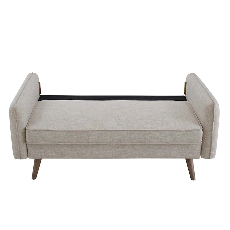 Upholstered Fabric Loveseat with Splayed Rubberwood Legs