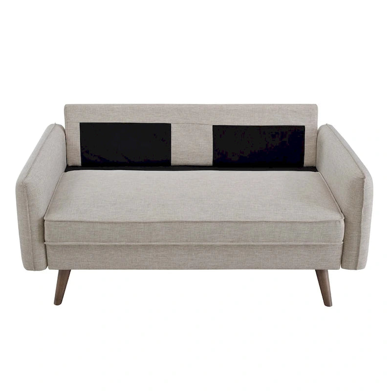 Upholstered Fabric Loveseat with Splayed Rubberwood Legs