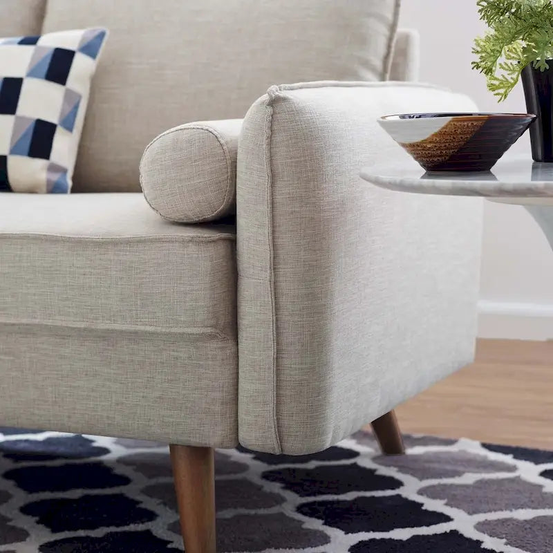 Upholstered Fabric Loveseat with Splayed Rubberwood Legs