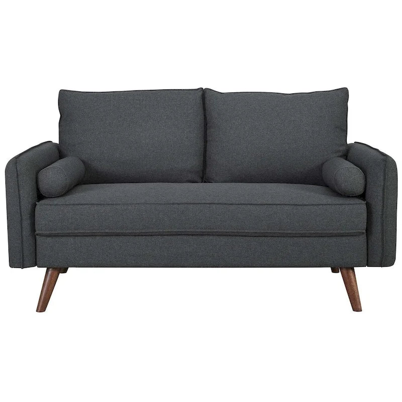 Upholstered Fabric Loveseat with Splayed Rubberwood Legs