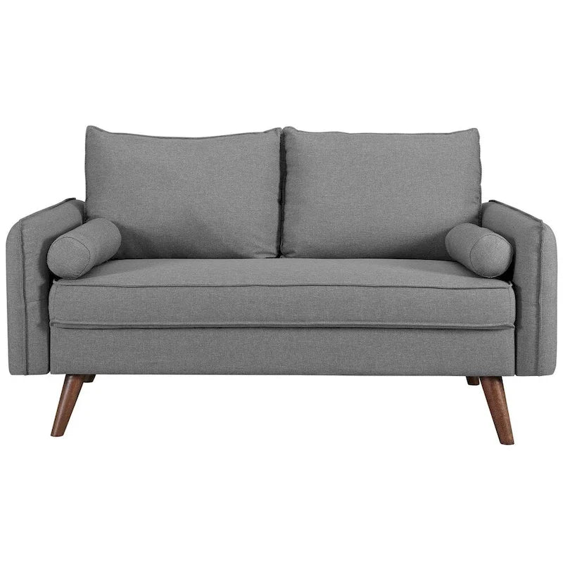 Upholstered Fabric Loveseat with Splayed Rubberwood Legs