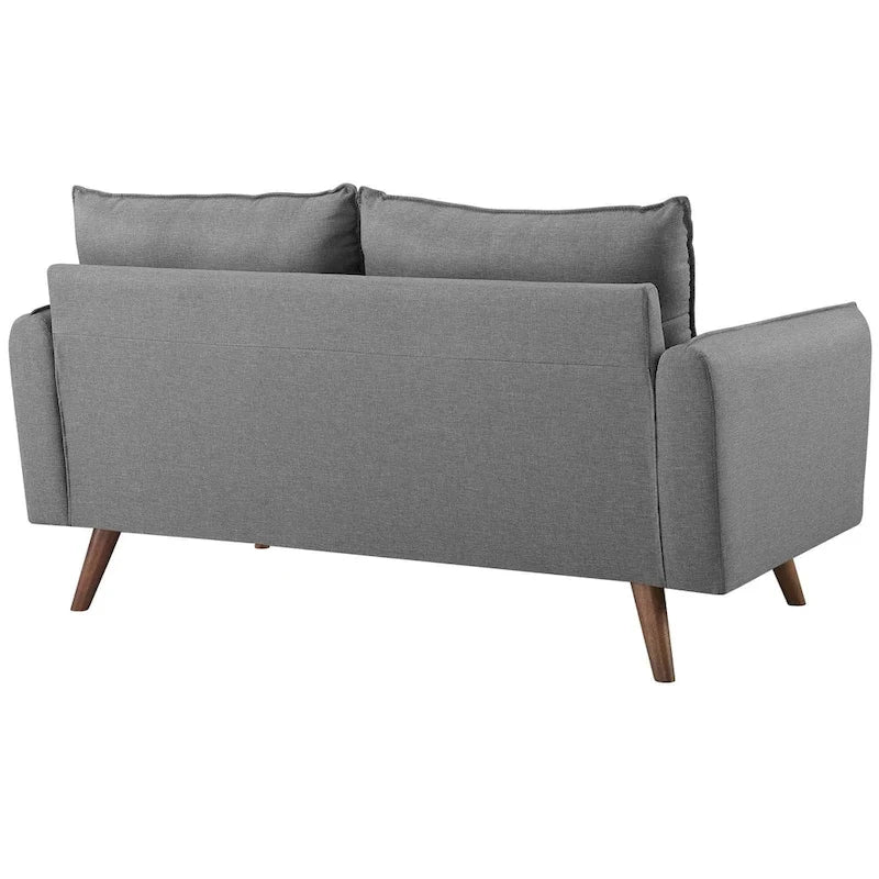 Upholstered Fabric Loveseat with Splayed Rubberwood Legs