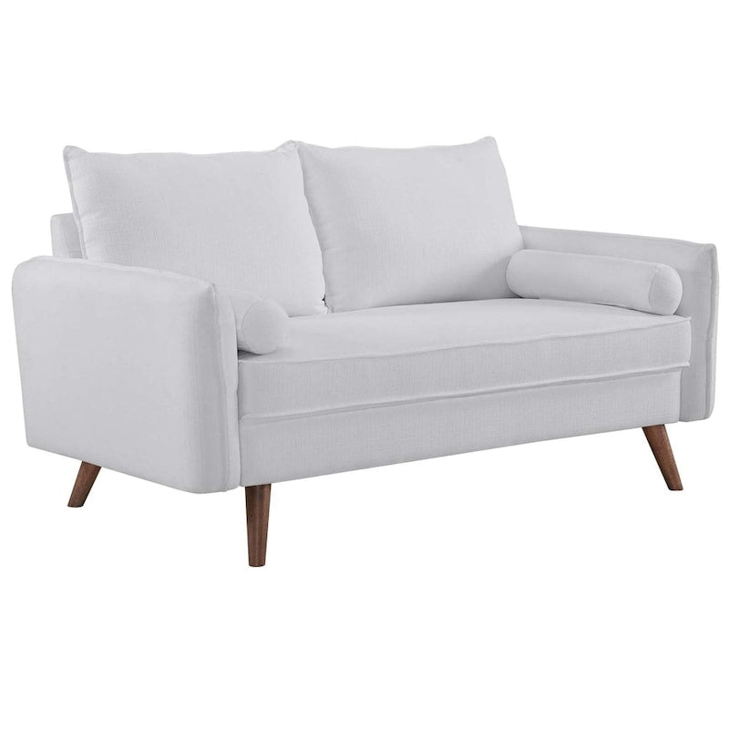 Upholstered Fabric Loveseat with Splayed Rubberwood Legs