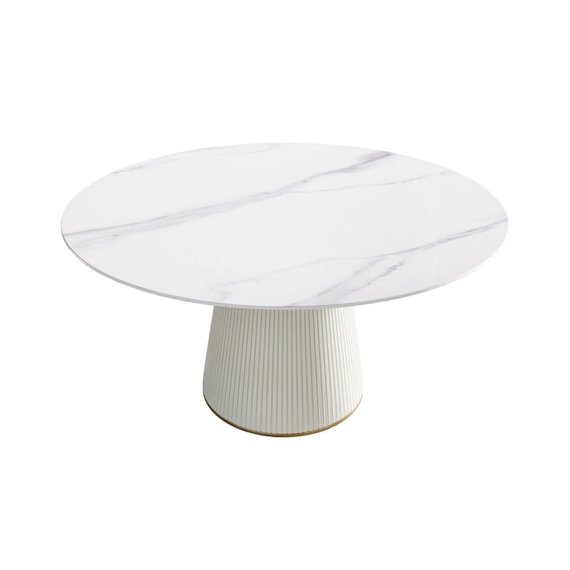 Round Sintered Stone Pedestal Dining Table