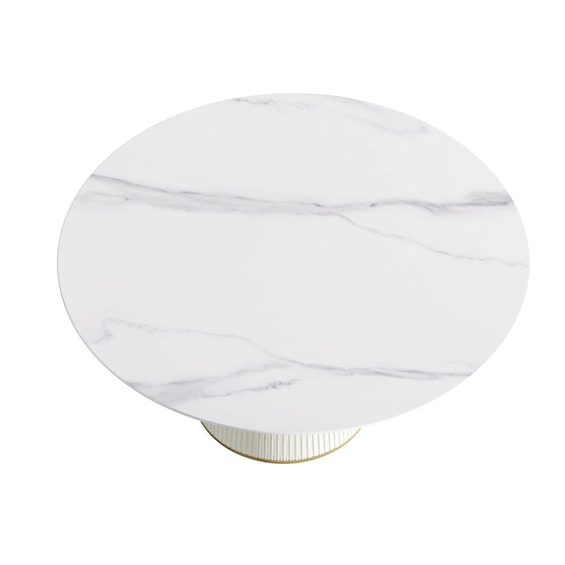 Round Sintered Stone Pedestal Dining Table