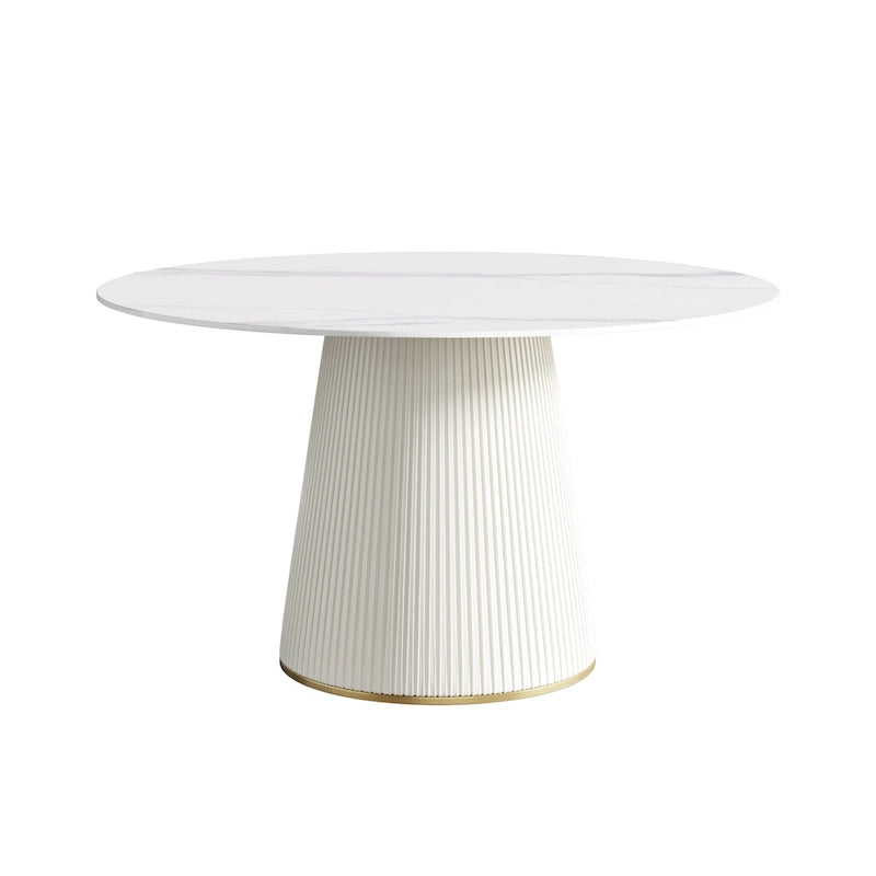 Kulatý jídelní stůl s podstavcem ze slinutého kamene
