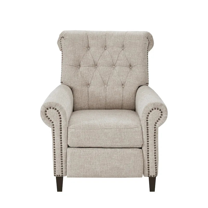 Push-Back Accent Recliner Chair with Tufted Back and Nailhead Trim