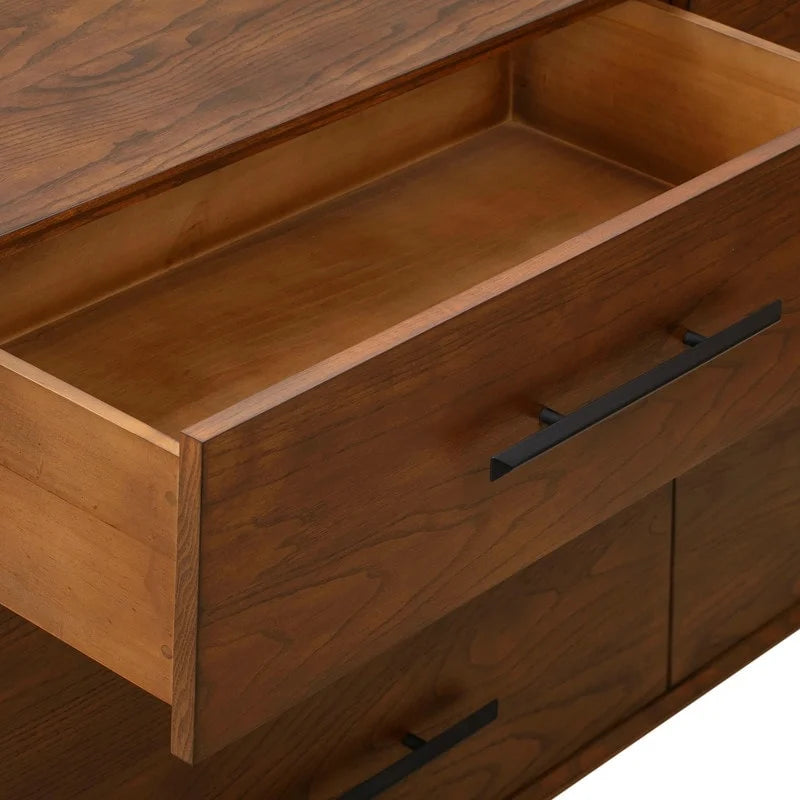 Pecan 6-Drawer Ash Wood Dresser with Dovetail Construction