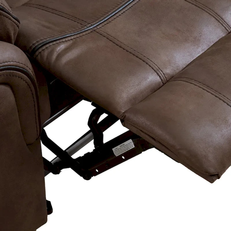 Brown Microsuede Manual Glider Reclining Loveseat with Center Storage Console