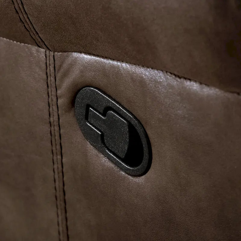 Brown Microsuede Manual Glider Reclining Loveseat with Center Storage Console