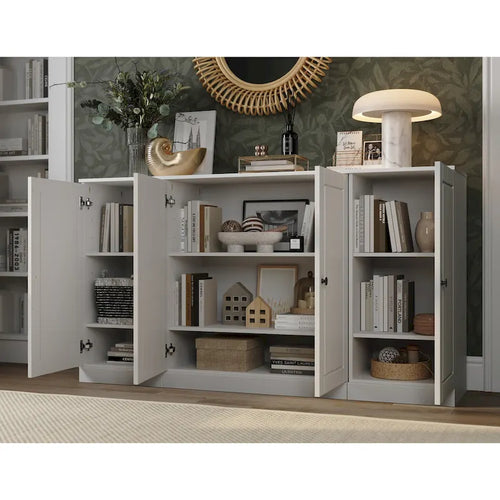 100% Solid Wood 65-inch Sideboard with Glass or Wood Doors
