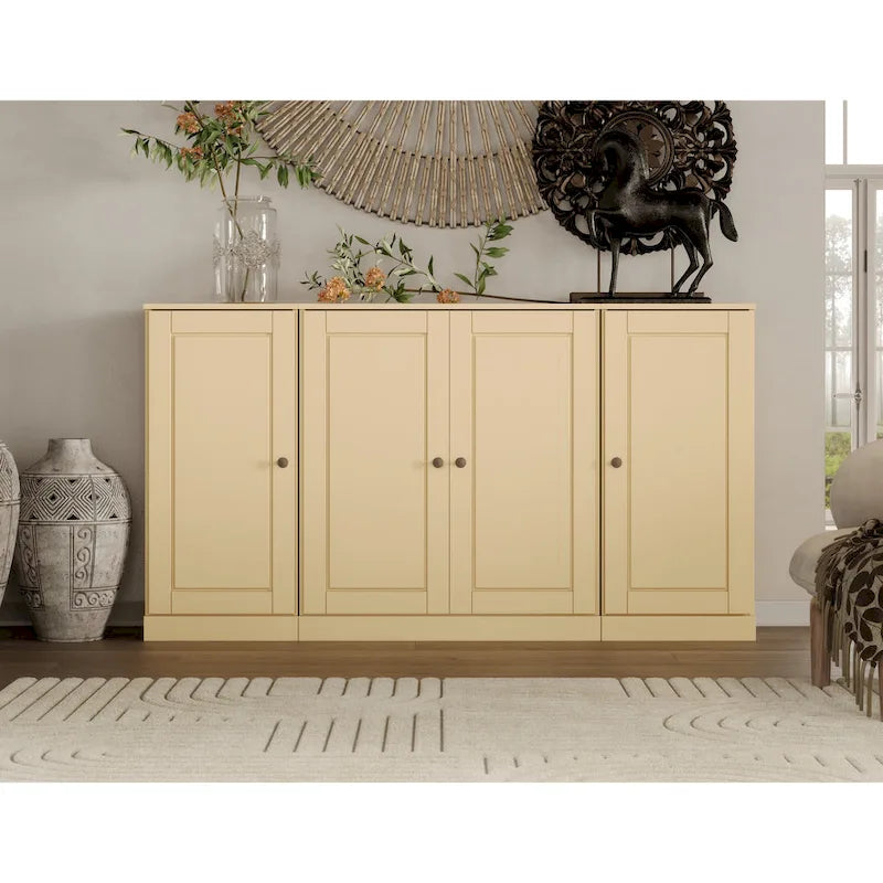 Sideboard aus 100 % Massivholz, 65 Zoll, mit Glas- oder Holztüren