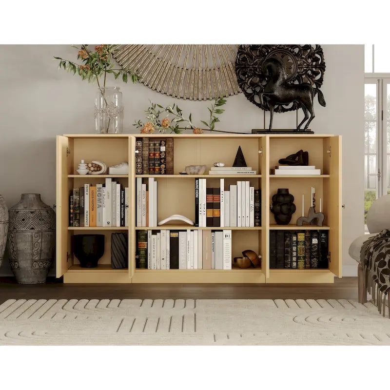 100% Solid Wood 65-inch Sideboard with Glass or Wood Doors