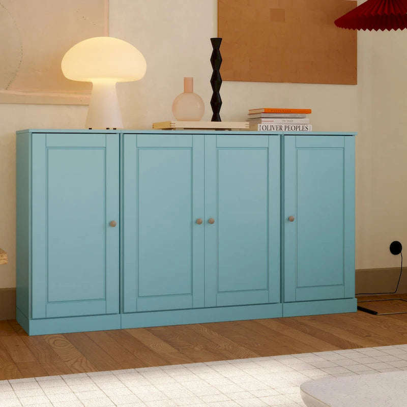 Sideboard aus 100 % Massivholz, 65 Zoll, mit Glas- oder Holztüren