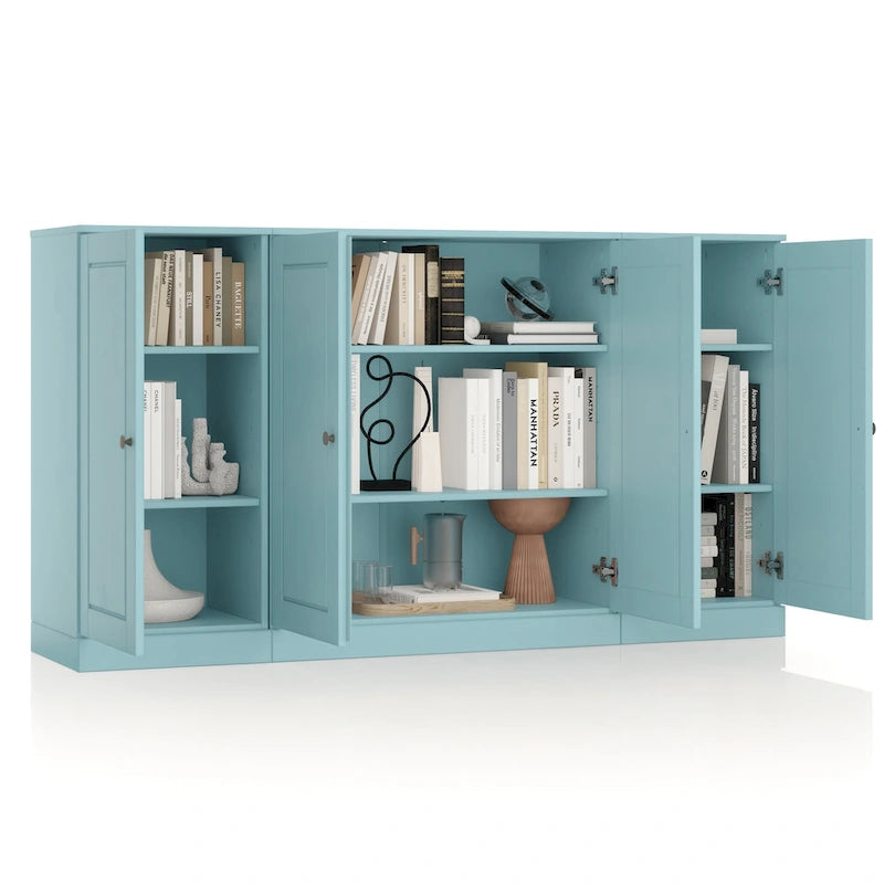 Sideboard aus 100 % Massivholz, 65 Zoll, mit Glas- oder Holztüren