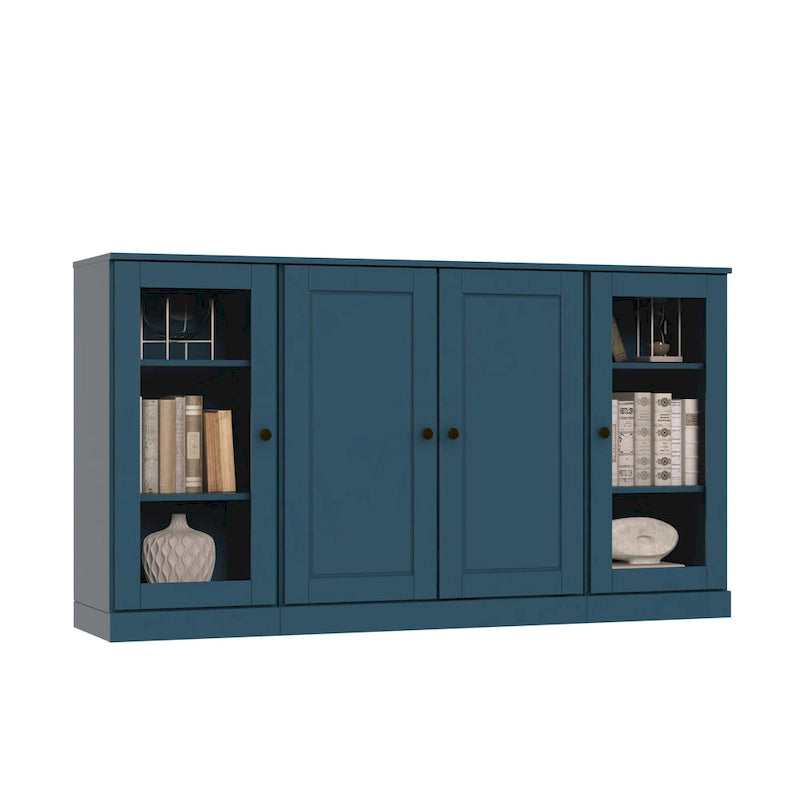 Sideboard aus 100 % Massivholz, 65 Zoll, mit Glas- oder Holztüren