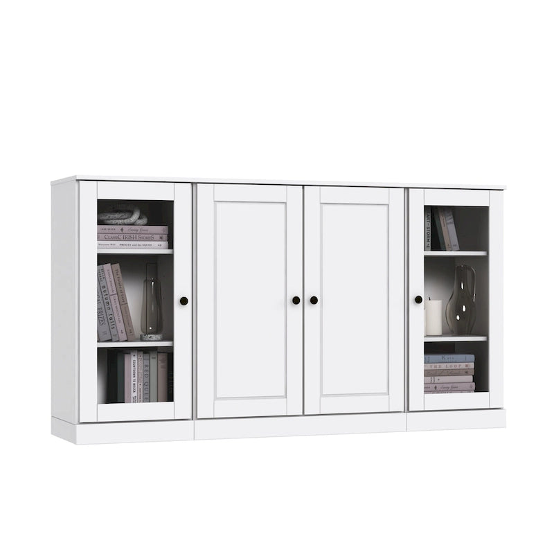 Sideboard aus 100 % Massivholz, 65 Zoll, mit Glas- oder Holztüren