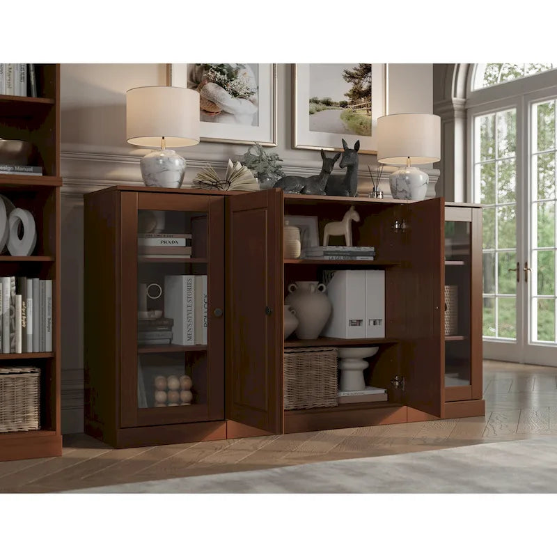 Sideboard aus 100 % Massivholz, 65 Zoll, mit Glas- oder Holztüren