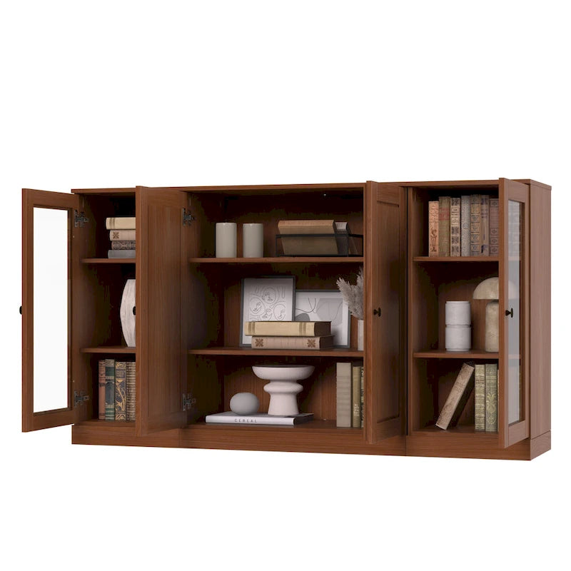 Sideboard aus 100 % Massivholz, 65 Zoll, mit Glas- oder Holztüren